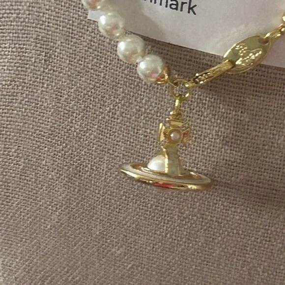 Vivienne Westwood SIMONETTA 3D Orb ENAMEL Pearl Choker Necklace - Picture 9 of 13